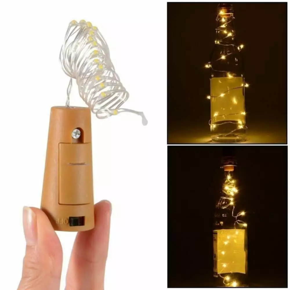 Solar Wine Bottle Lights 20 LEDs Waterproof Fairy Cork String Silver Wire Craft Lights for Party. Wedding. Christmas. Holiday. Garden. Patio or Table Decor