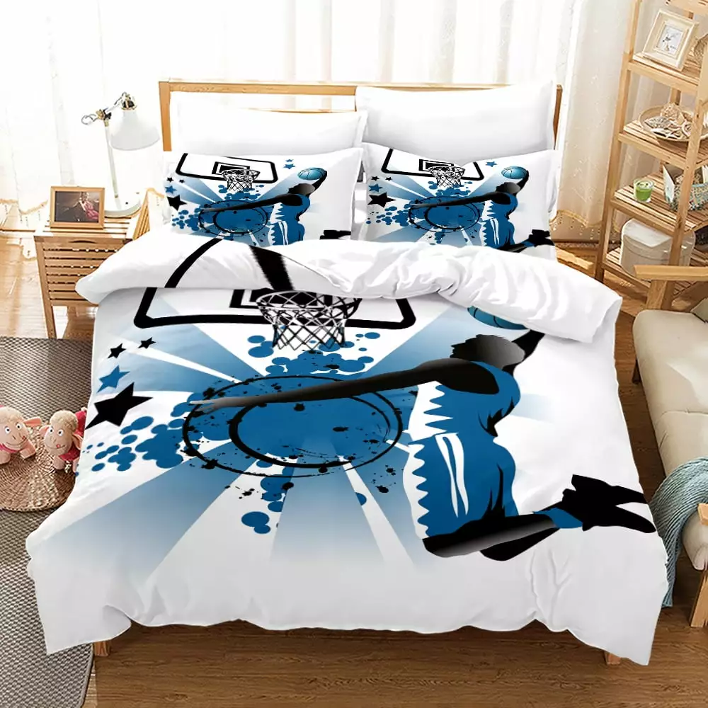 Ball Games Duvet Cover Soccer/Basketball/Billiards/Golf Bedding Sets Soft Microfiber Sports Theme Comforter Cover with 2 Pillowcases Quilt Cover