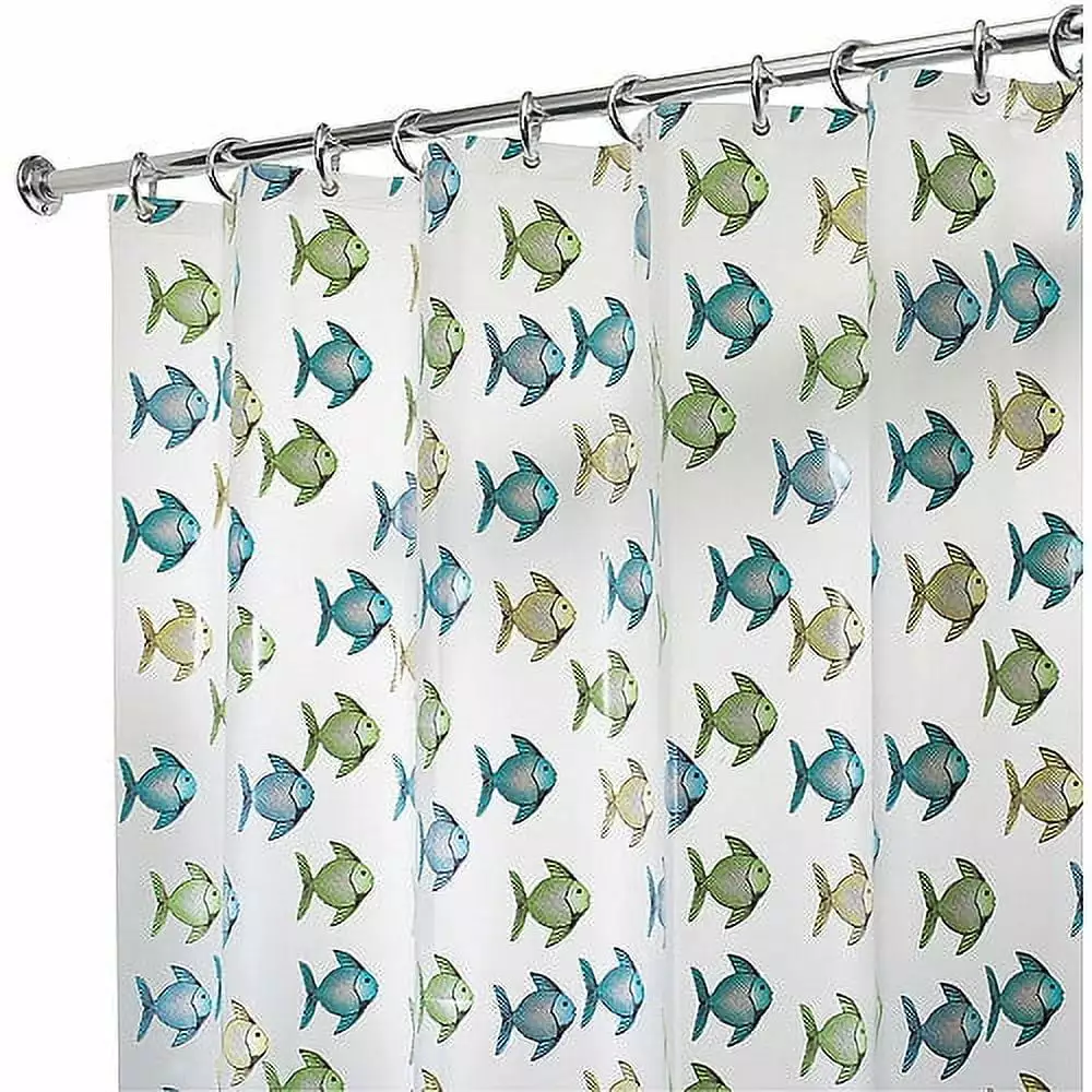 iDesign Fishy Frosted PEVA Shower Curtain. 72 x 72