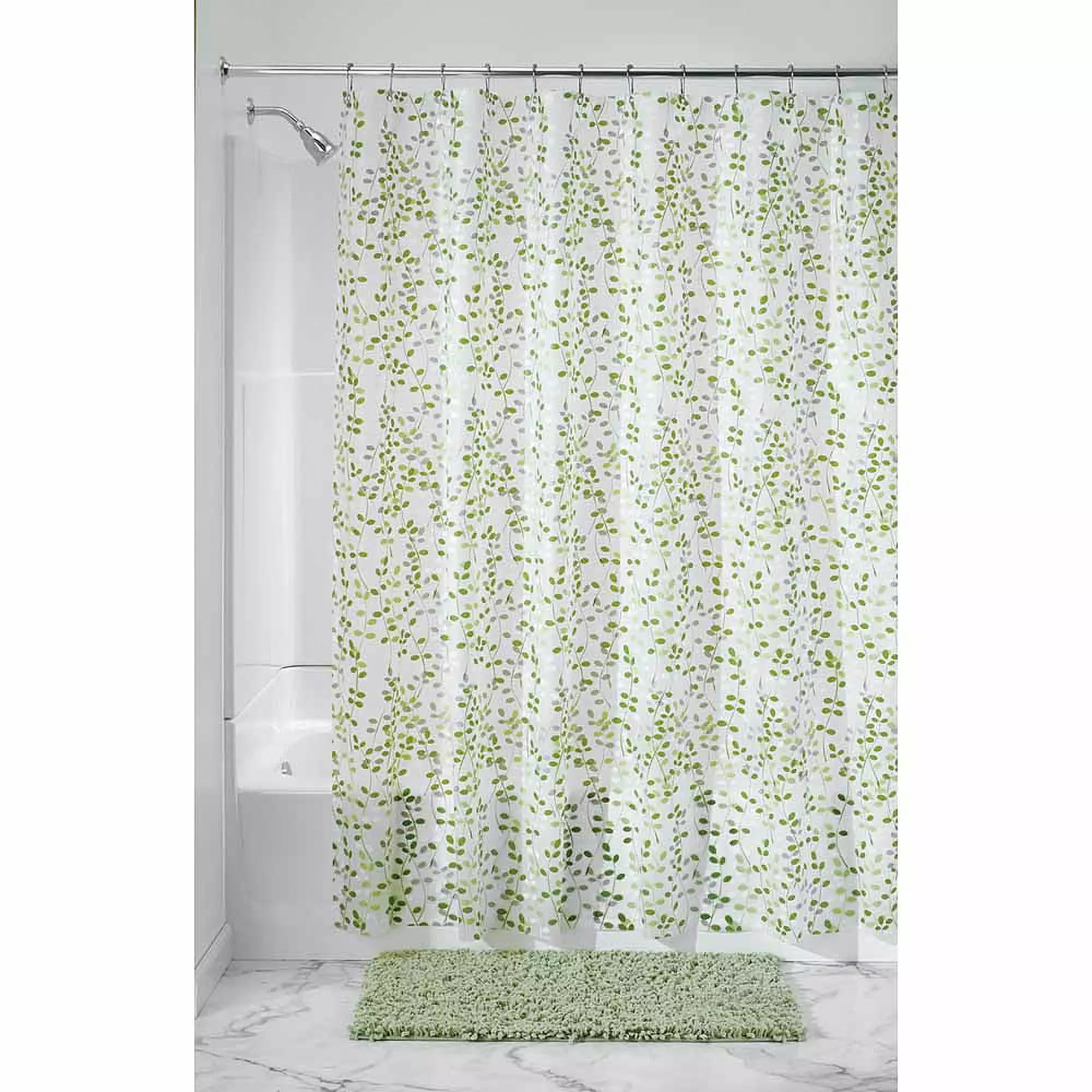 iDesign Vine Green and White PEVA Shower Curtain. 72 x 72