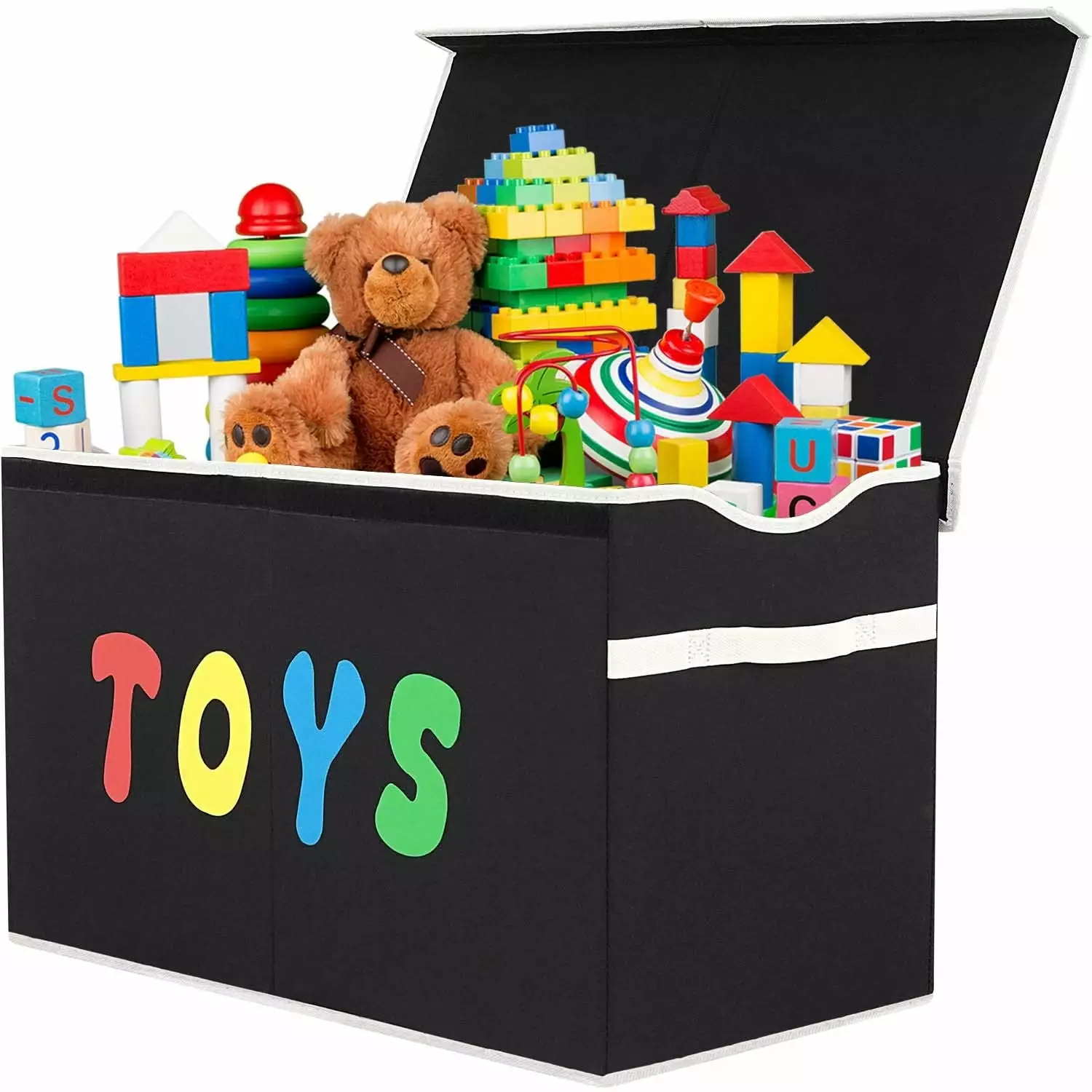 iMucci Extra Large Toy Box Chest. Collapsible Sturdy Storage Bins with Lids. Kids Toy Storage Organizer Boxes Bins Baskets for Kids. Boys. Girls. Nursery Room. Playroom. Closet/ Black