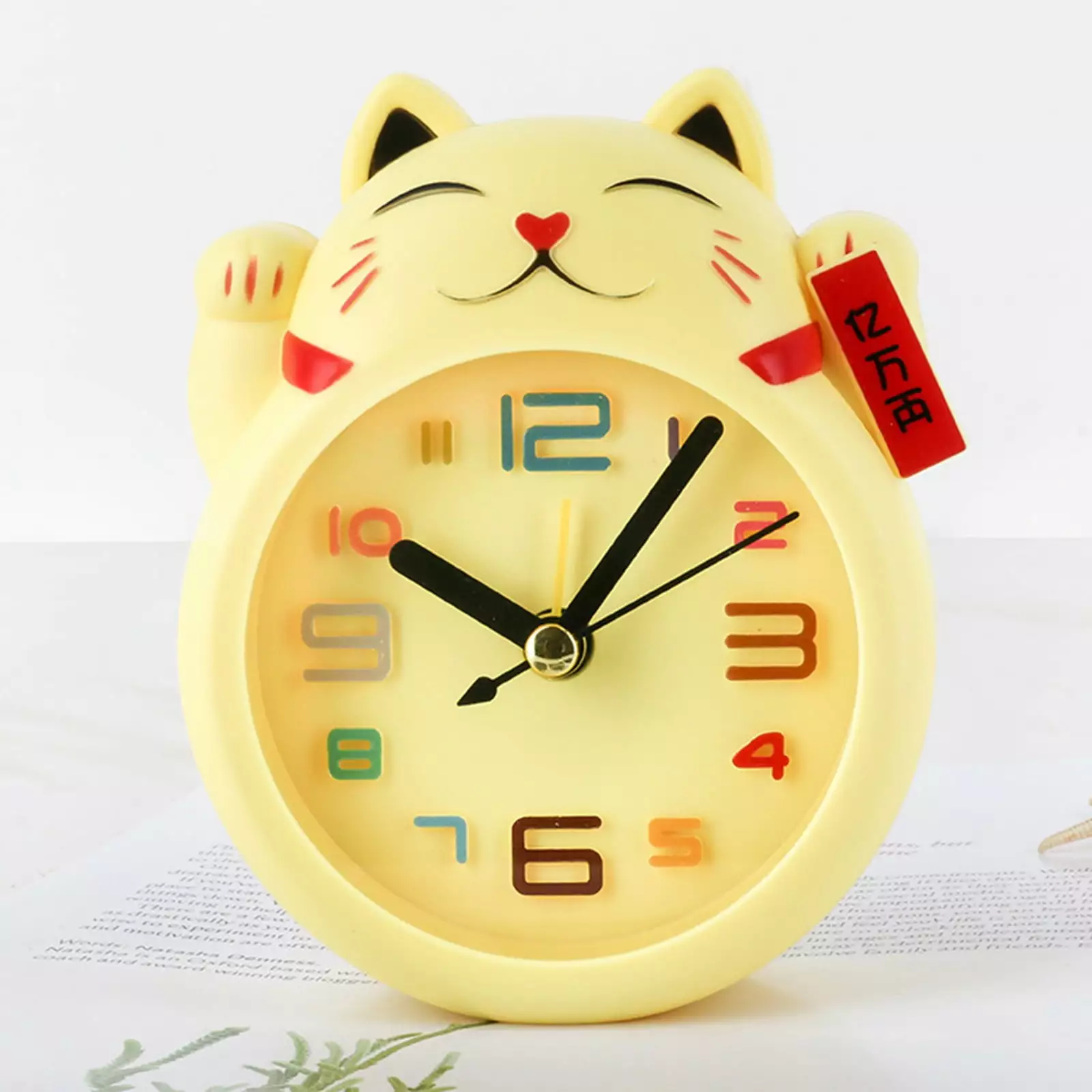 tangyuanzzz Cartoon Fortune Cat Alarm Clock Mini Desktop Study Decoration Student Children Cute Bedside Alarm Clock