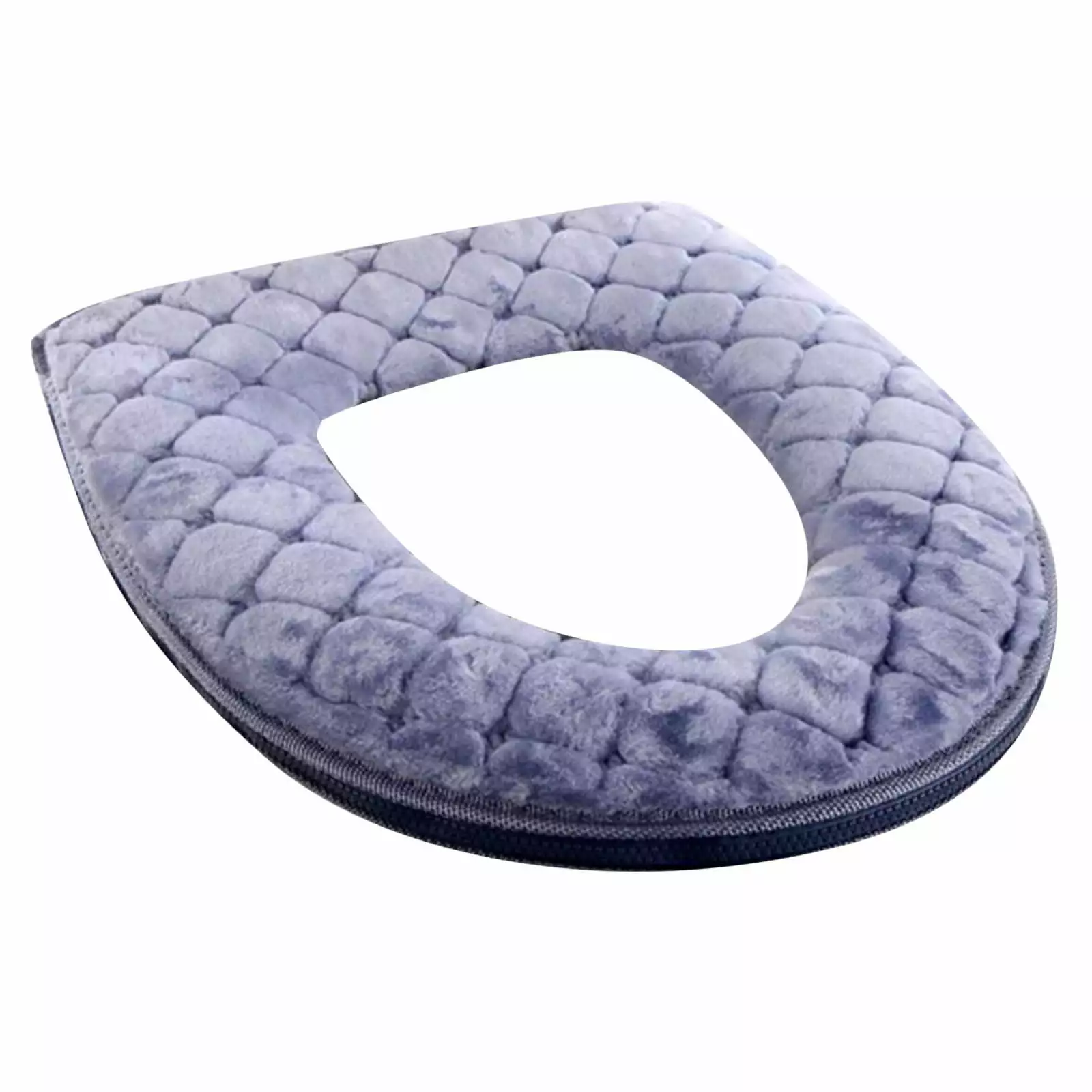 tangyuanzzz Cushion Warm Zipper Bathroom Toilet Seat Mat Cushion Winter Soft Closestool Plush Cover Violet Grey